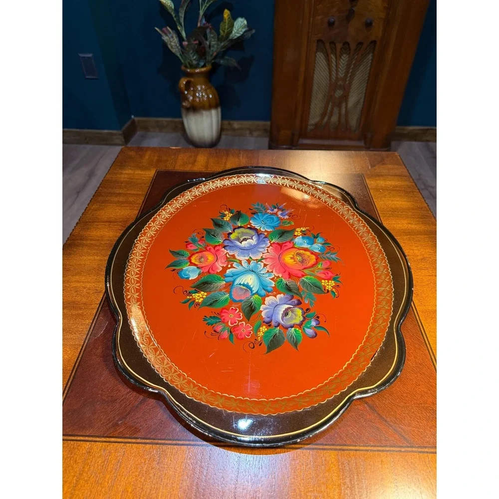 Toleware Zhostovo hand painted
